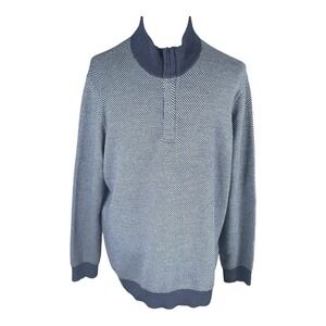 Vineyard Vines Pullover Sweater Mens Blue‎ Mille Merino Wool Quarter Sz XL